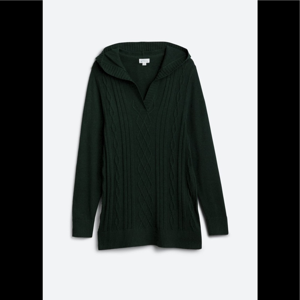 Afton Cable Knit Cotton Blend Hooded Pullover